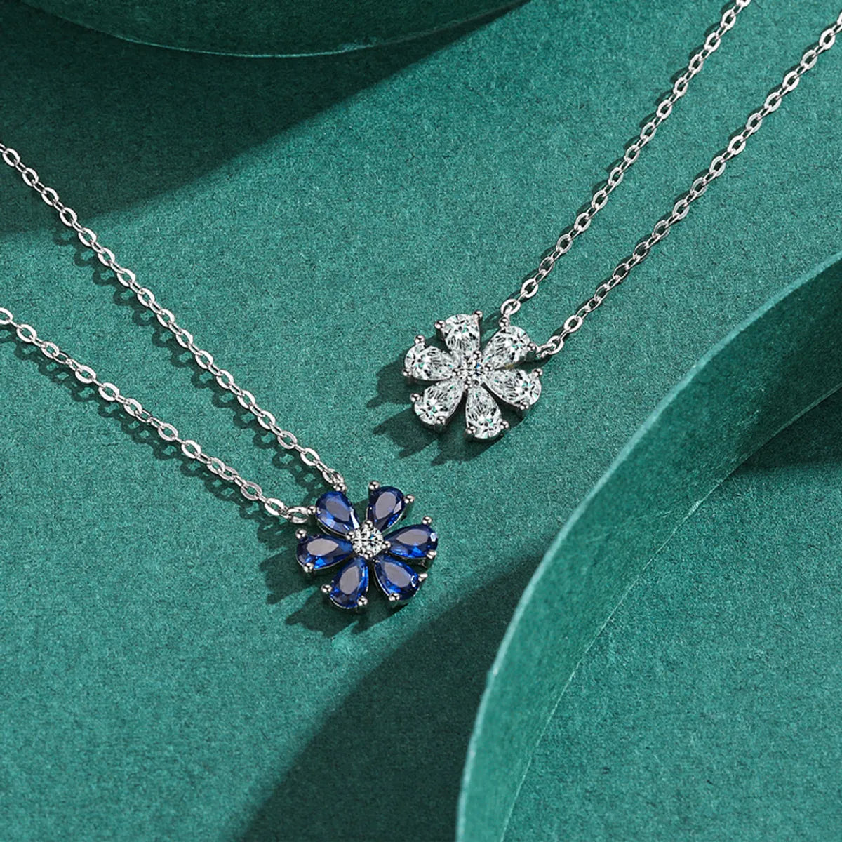 Women’s layered necklaces-Elegant Flower Sterling Silver Plating Inlay Zircon Rhodium Plated Pendant Necklace