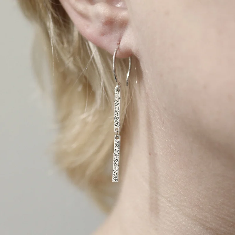 Women’s crystal earrings-DOUBLE BAR EARRINGS | diamond dusted