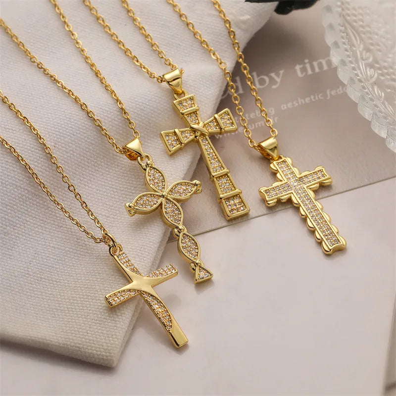 Women’s eco-friendly necklaces-Copper IG Style Modern Style Inlay Cross Zircon Pendant Necklace