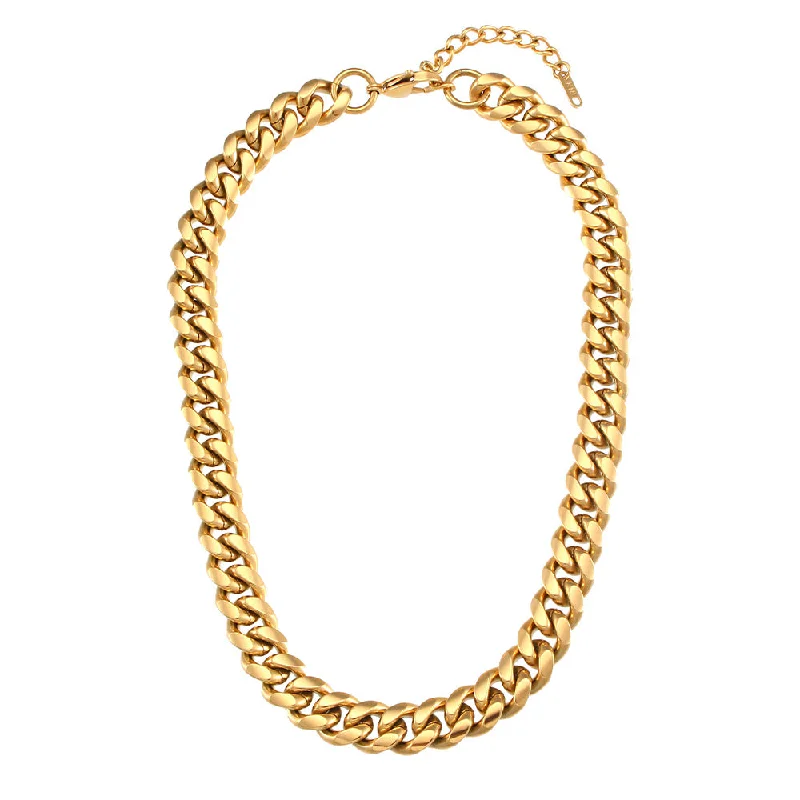 Smooth 12mm Thick Cuban Link Chain Necklace