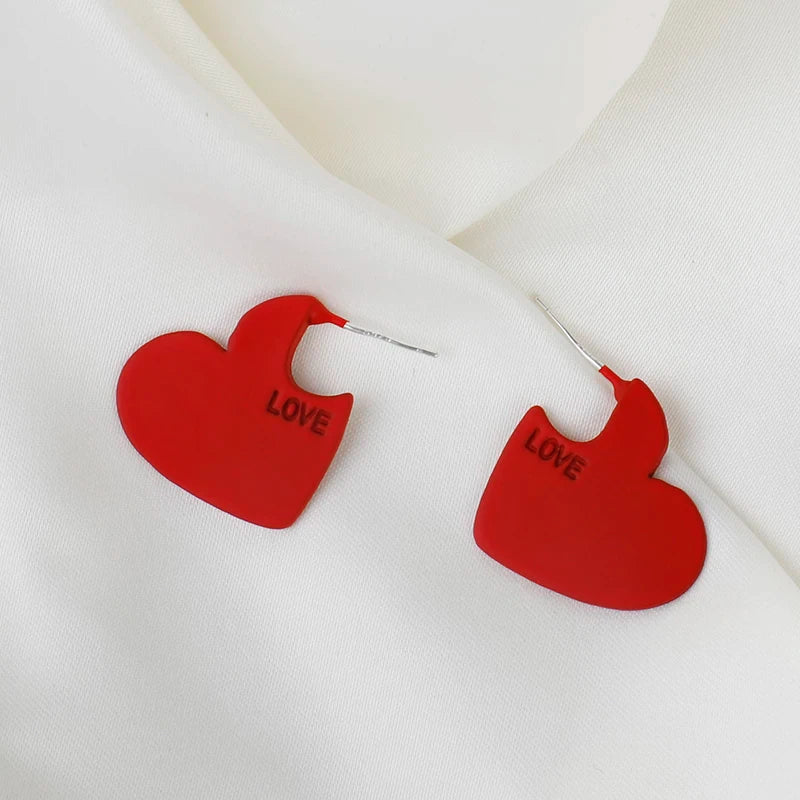 Women’s dainty stud earrings-Beautiful Red Heart Hug Earrings