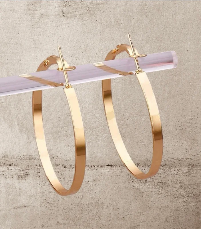 Women’s diamond stud earrings-Beautiful Flat Gold Hoop Earrings