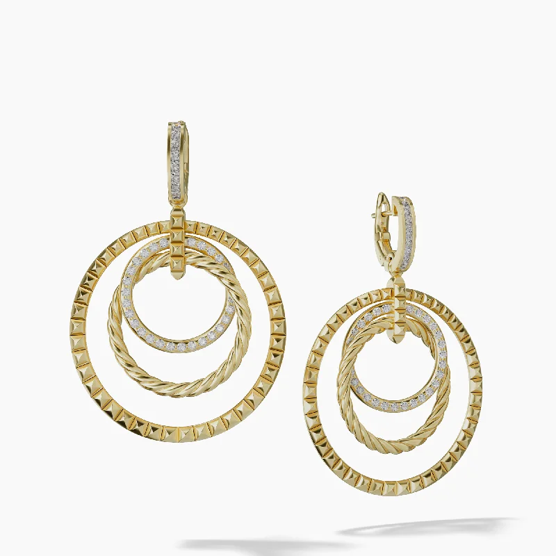 Women’s wedding earrings-35MM CROSSOVER TRIO DROP EARRINGS DI 18K