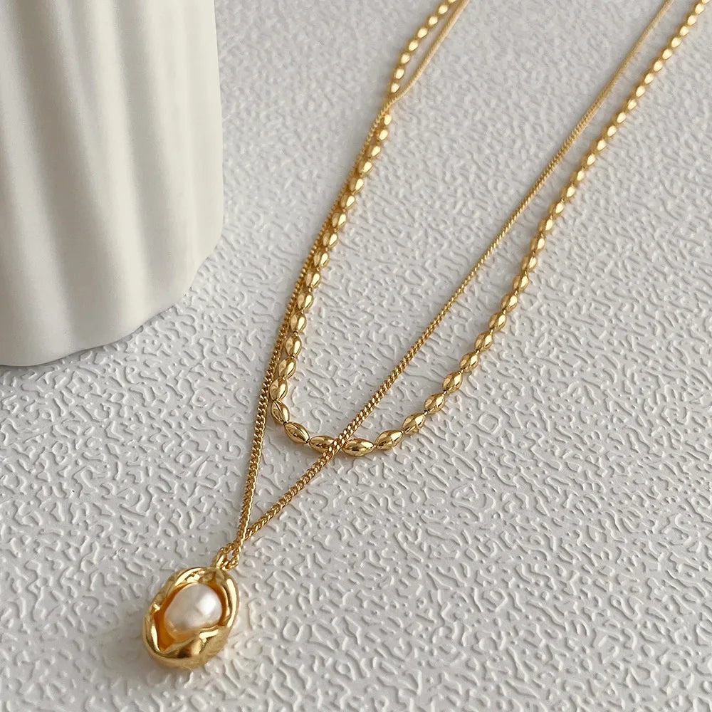 E367 Gold Double-Layer Necklace