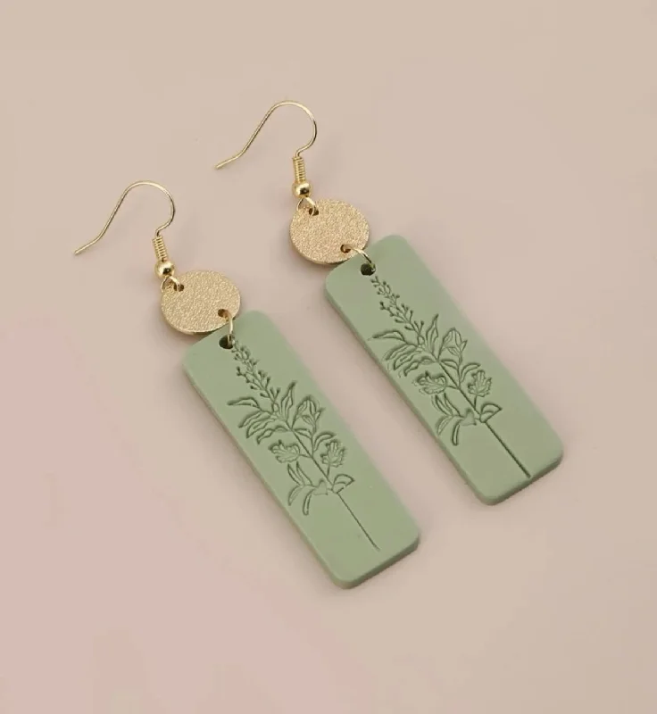 Women’s silver dangle earrings-Beautiful Gold and Green Floral Earrings