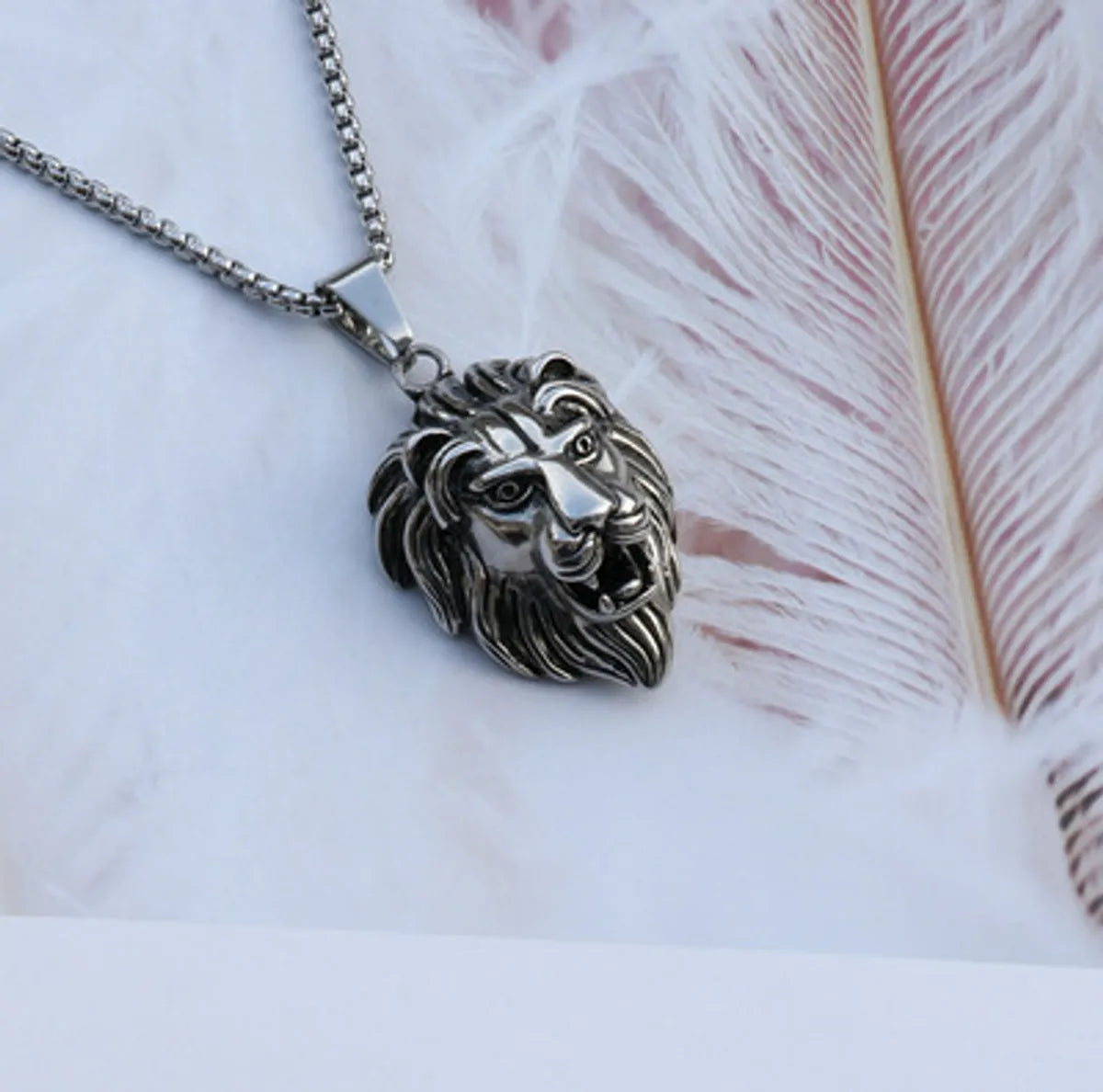 Lion's Head Titanium Steel Necklace