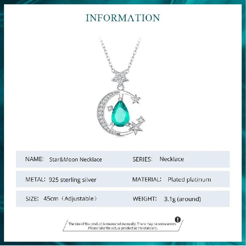 Women’s affordable necklaces-Elegant Star Moon Sterling Silver Plating Inlay Zircon White Gold Plated Pendant Necklace