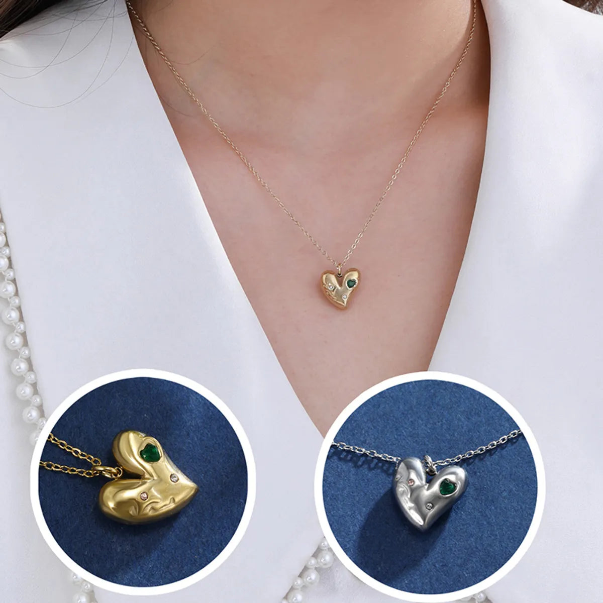 Women’s nameplate necklaces-Stainless Steel 14K Gold Plated XUPING Sweet Simple Style Heart Shape Plating Inlay Artificial Gemstones Pendant Necklace