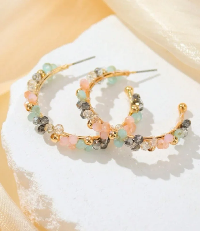 Women’s boho earrings-Beautiful Beaded Hoop Earrings