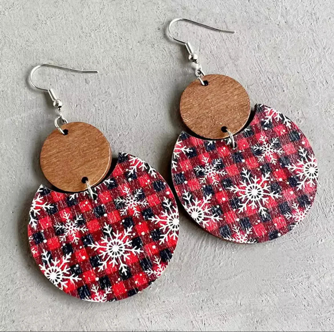 Women’s artistic earrings-Beautiful Wooden Christmas Snowflake Earrings