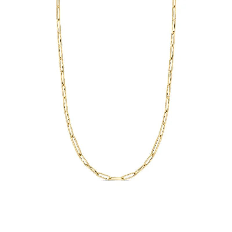 Women’s layered sterling silver necklaces-Roberto Coin 18K Yellow Gold Alternating Paperclip Link Necklace