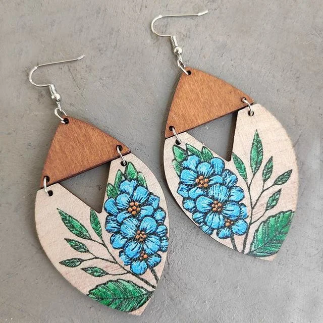 Women’s multi-colored earrings-Beautiful Painted Art Wood Earrings