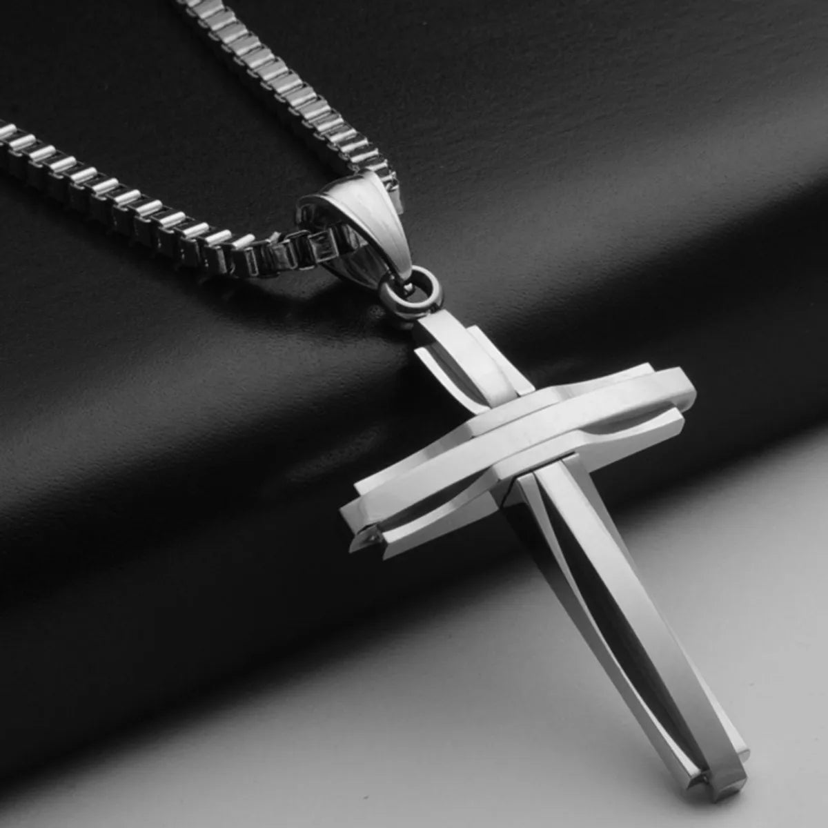 Women’s long chain necklaces-Fashion Cross Titanium Steel Polishing Pendant Necklace 1 Piece