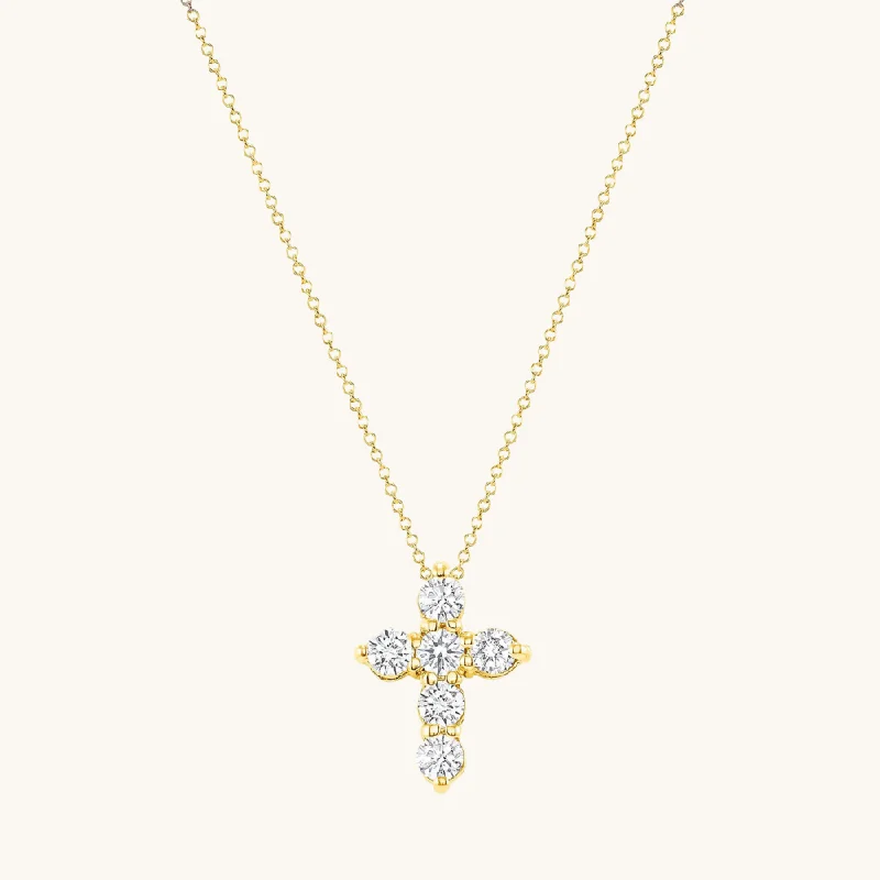 Women’s butterfly necklaces-6 Stone Diamond Cross Necklace