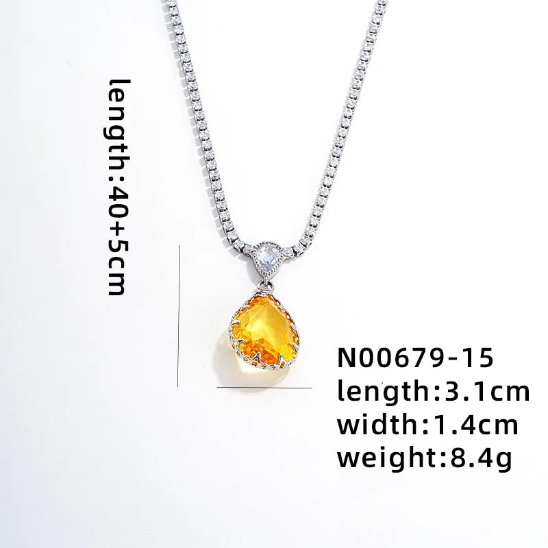 White K White Drill Chain 45cm-Yellow Diamond Water Drop