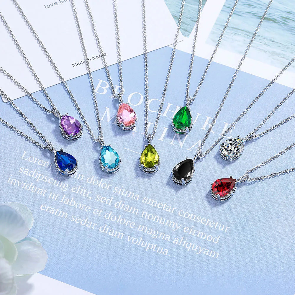 Women’s multi-layered necklaces-Copper Sweet Simple Style Shiny Hollow Out Inlay Water Droplets Zircon Pendant Necklace