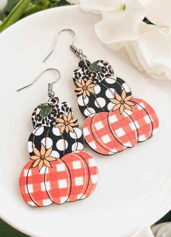 Women’s birthstone earrings-Adorable Fall Pumpkin Earrings