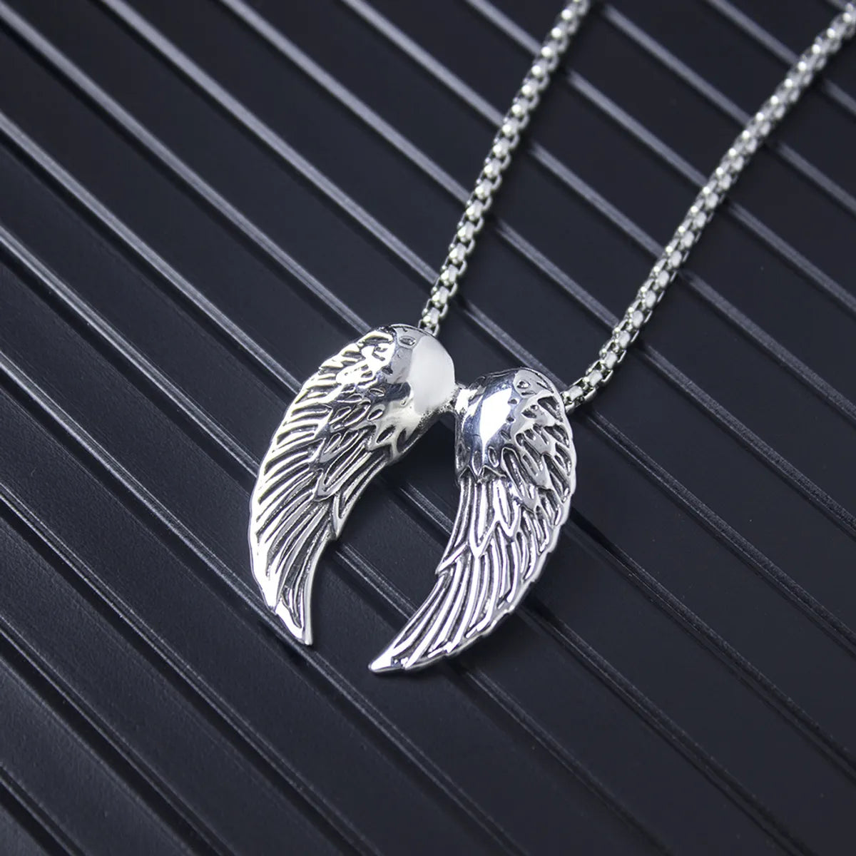 Wings Necklace + Stainless Steel Bracelet