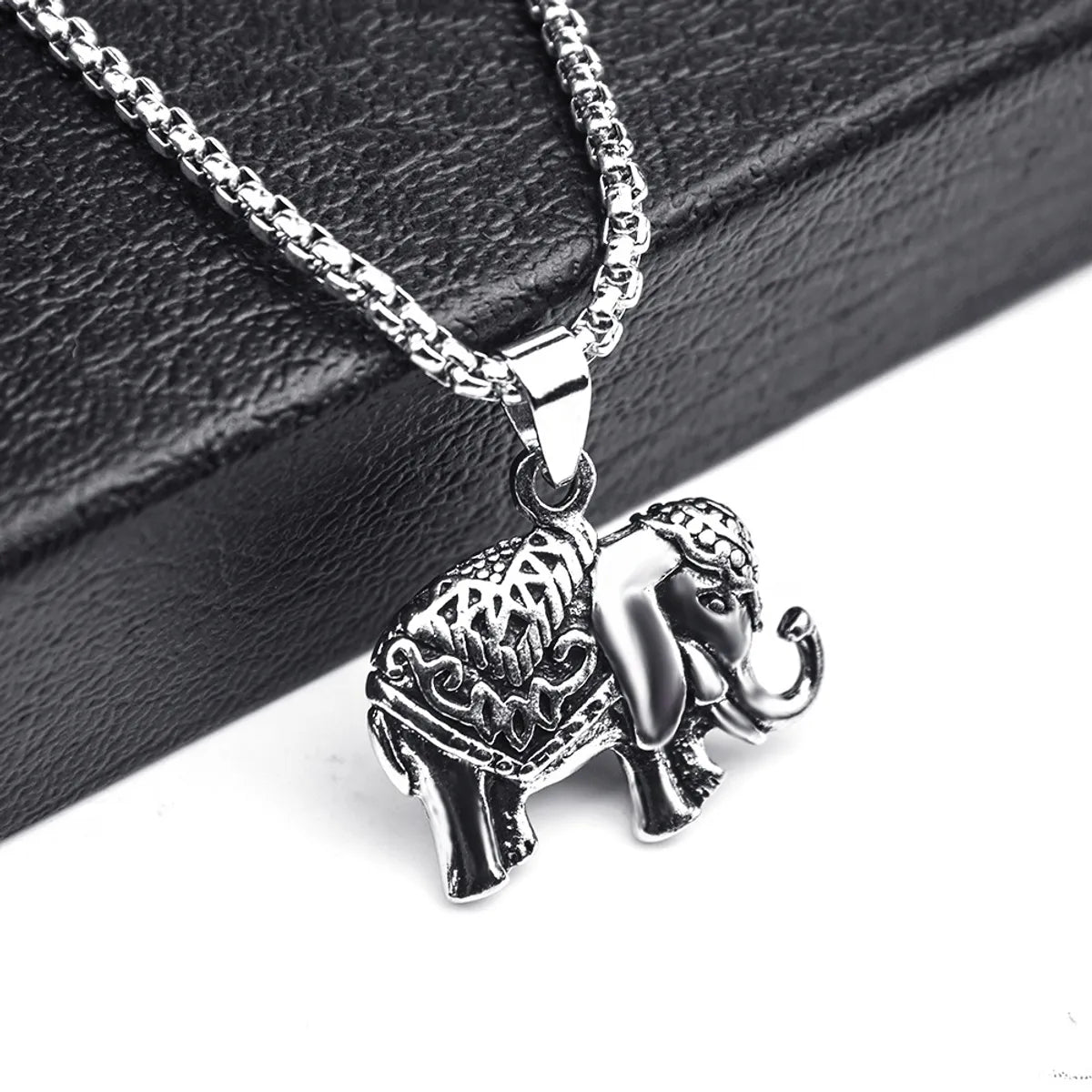 Elephant Necklace + Stainless Steel Bracelet