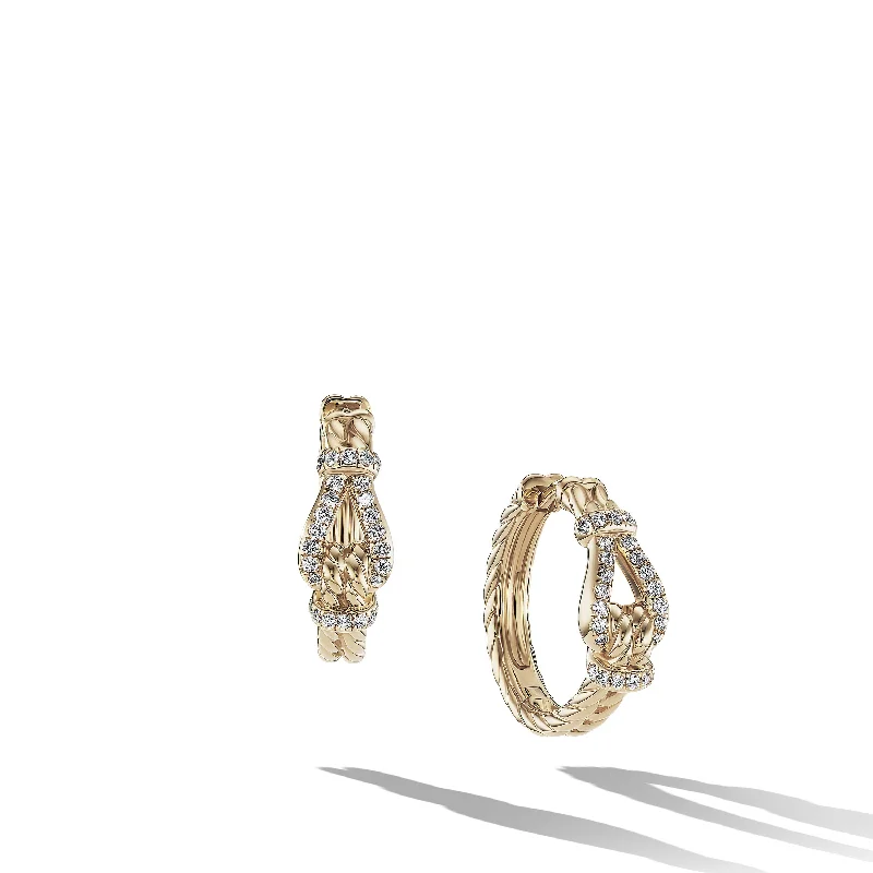 Women’s stud earrings-Thoroughbred Loop Hoop Earrings in 18K Yellow Gold with Diamonds\, 19mm