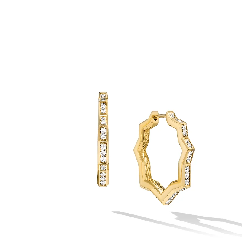 Women’s cubic zirconia stud earrings-Zig Zag Stax™ Hoop Earrings in 18K Yellow Gold with Diamonds\, 22.8mm