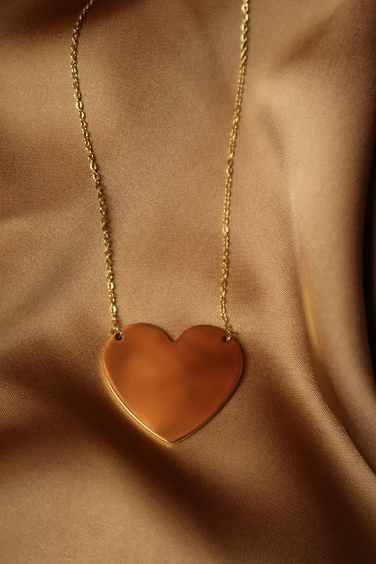 Women’s minimalist gold necklaces-Guilty Pleasure Solid Heart 316L Stainless Steel