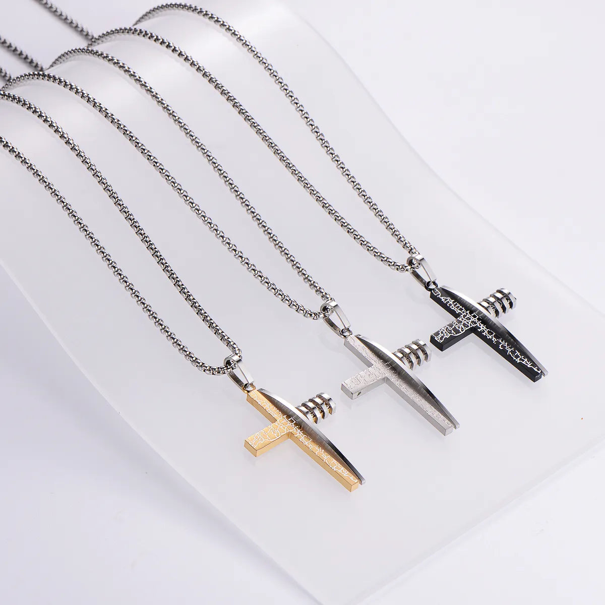 Women’s gemstone necklaces-Streetwear Cross 304 Stainless Steel Unisex