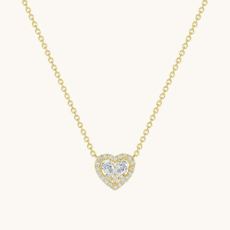 Women’s classic pearl necklaces-The Perfect Pear Diamond Heart Necklace