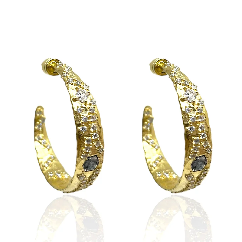 Women’s emerald earrings-GOLD COSA HOOPS