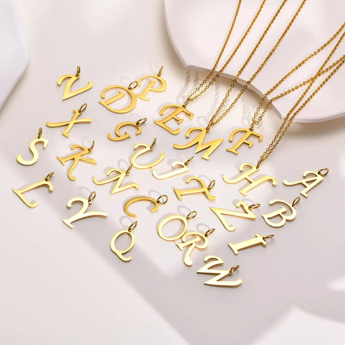 Women’s gold chain necklaces-Simple Style Letter Stainless Steel Plating Charms