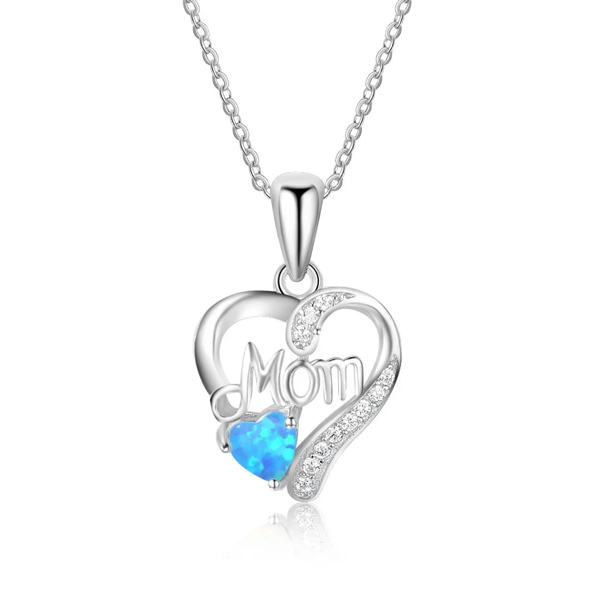 Women’s nameplate necklaces-Sterling Silver IG Style Elegant Letter Heart Shape Opal Pendant Necklace