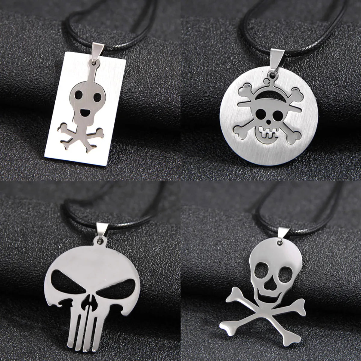 Women’s adjustable chain necklaces-Hip-Hop Guitar Skull Stainless Steel Men'S Pendant Necklace