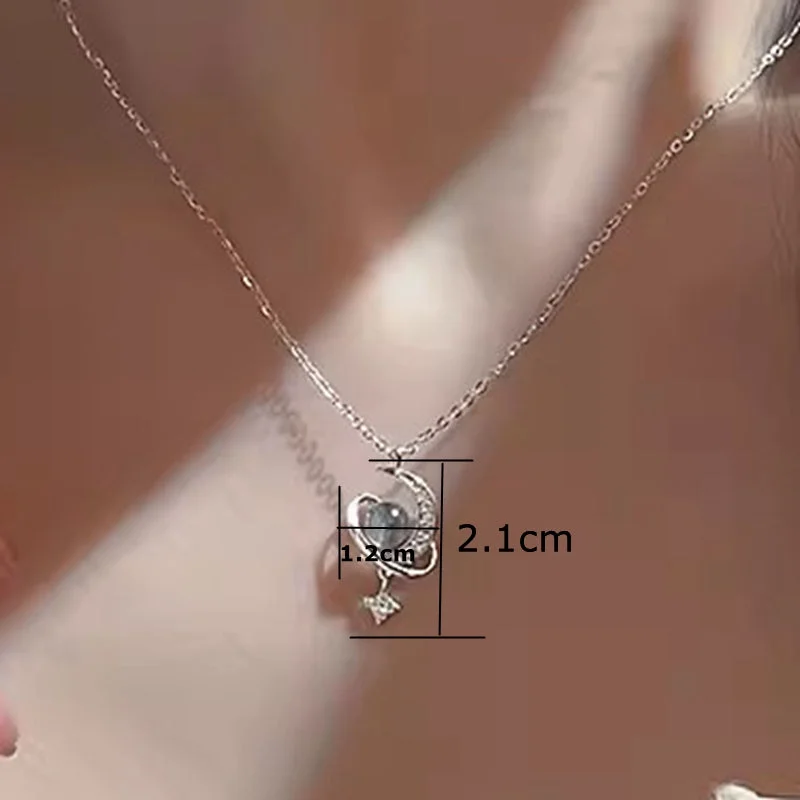 Women’s dainty necklaces-Simple Style Solid Color Sterling Silver Plating Inlay Zircon Silver Plated Pendant Necklace