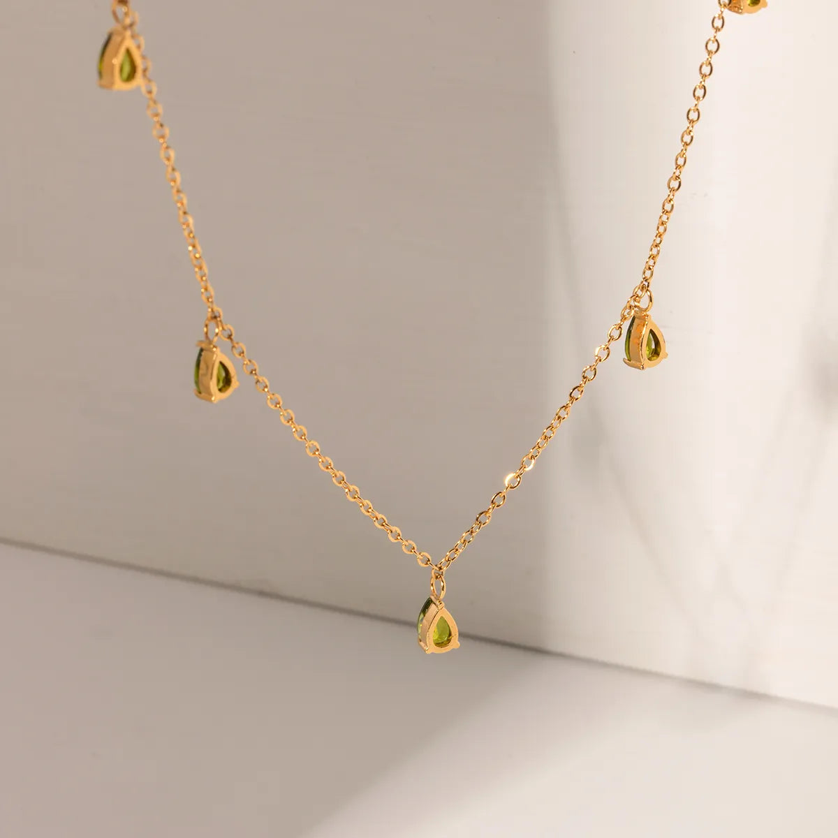 Women’s trendy necklaces-Stainless Steel 18K Gold Plated Simple Style Water Droplets Inlay Rhinestones Necklace