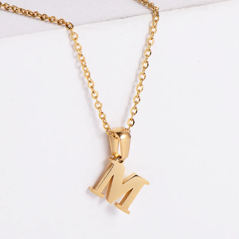 Women’s luxury gold necklaces-Simple Style Letter Titanium Steel Plating Pendant Necklace