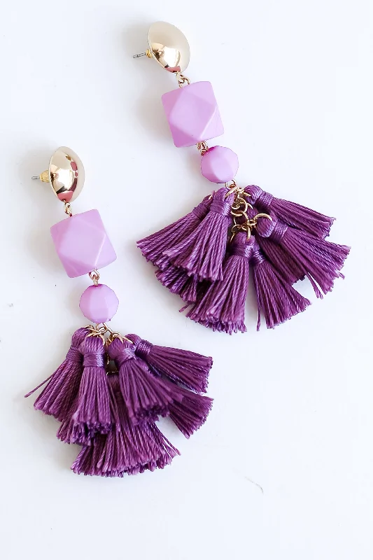 Women’s square earrings-Sutton Tassel Statement Earrings