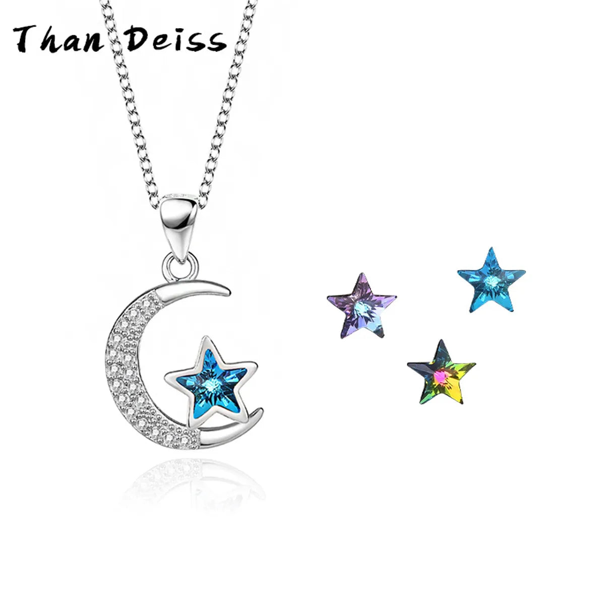 Women’s trendy necklaces-Simple Style Star Sterling Silver Plating Artificial Crystal Pendant Necklace