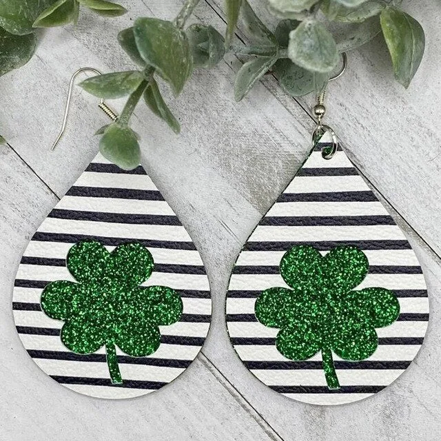 Women’s colorful earrings-Beautiful Glitter Shamrock Earrings