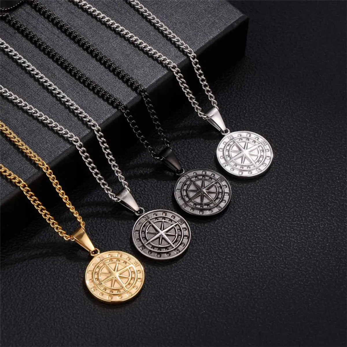 Women’s gold necklaces-Streetwear Compass 304 Stainless Steel Unisex