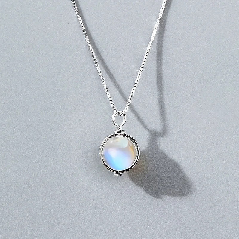 Natural Moonstone Necklace-Platinum Lcs16