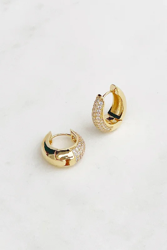 Women’s large stud earrings-Tapered CZ Huggies