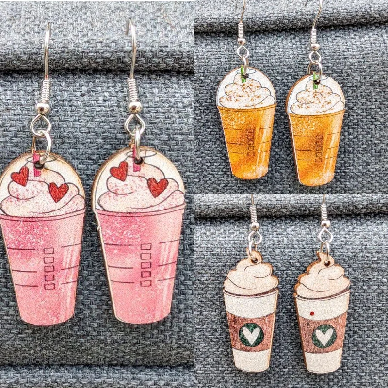 Women’s everyday stud earrings-Adorable Coffee Drink Earrings