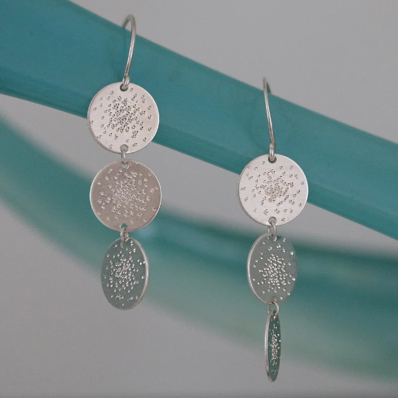 Women’s chandelier crystal earrings-TRIPLE COIN EARRINGS | diamond dusted