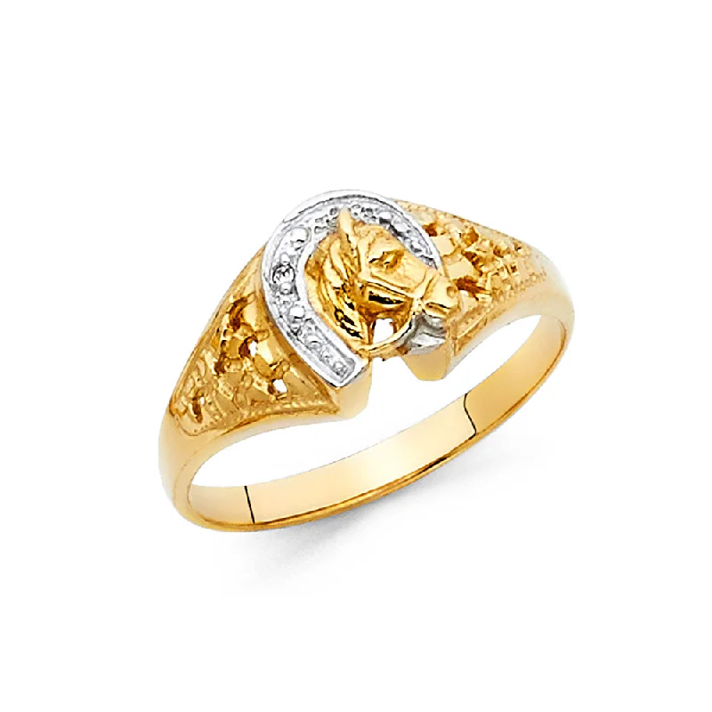 Women’s statement rings-14K Solid Gold Lucky Horseshoe Ring