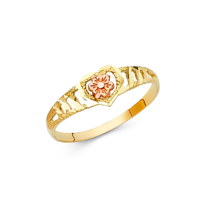 Women’s modern rings-14K Solid Gold Fancy Flower Simple Ring