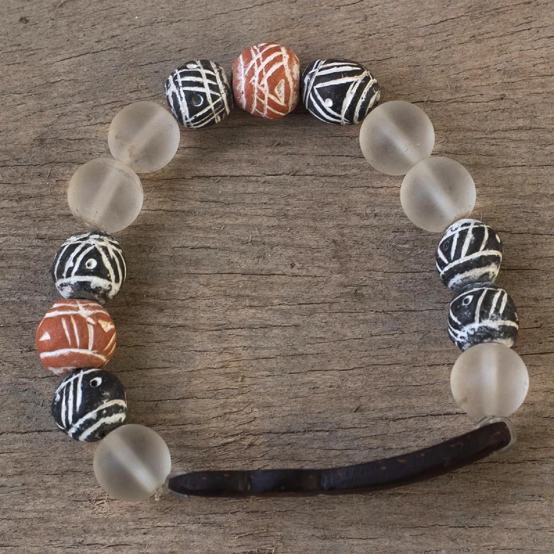 Women’s textured bangles-Together in Fellowship African Beaded Terracotta Unity Bracelet from Ghana