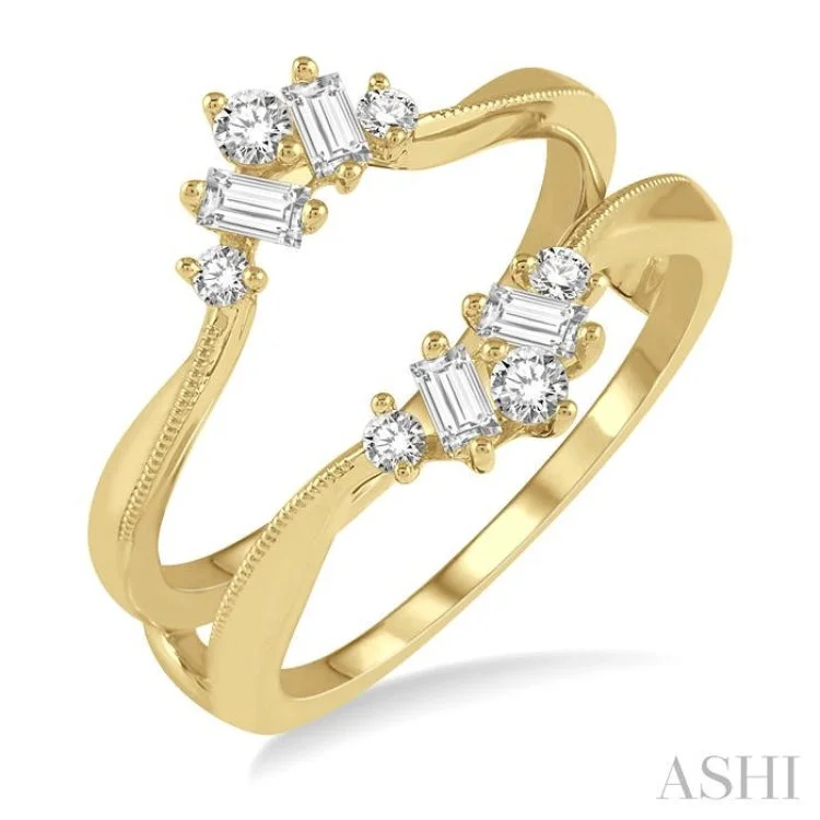 Women’s gold engagement rings-3/8 ctw Baguette and Round Cut Diamond Insert Ring in 14K Yellow Gold