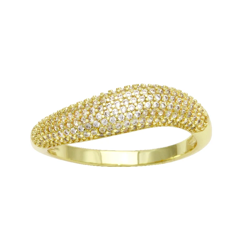 Women’s pear-shaped rings-Wave Pave Band Ring