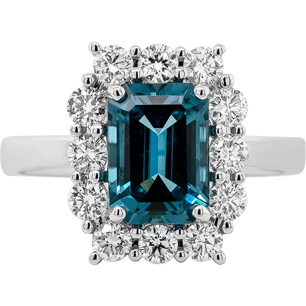 Women’s non-diamond engagement rings-Gems of Distinction Collection's 14k White Gold 1.73ct Indicolite & .76ctw Diamond Ring