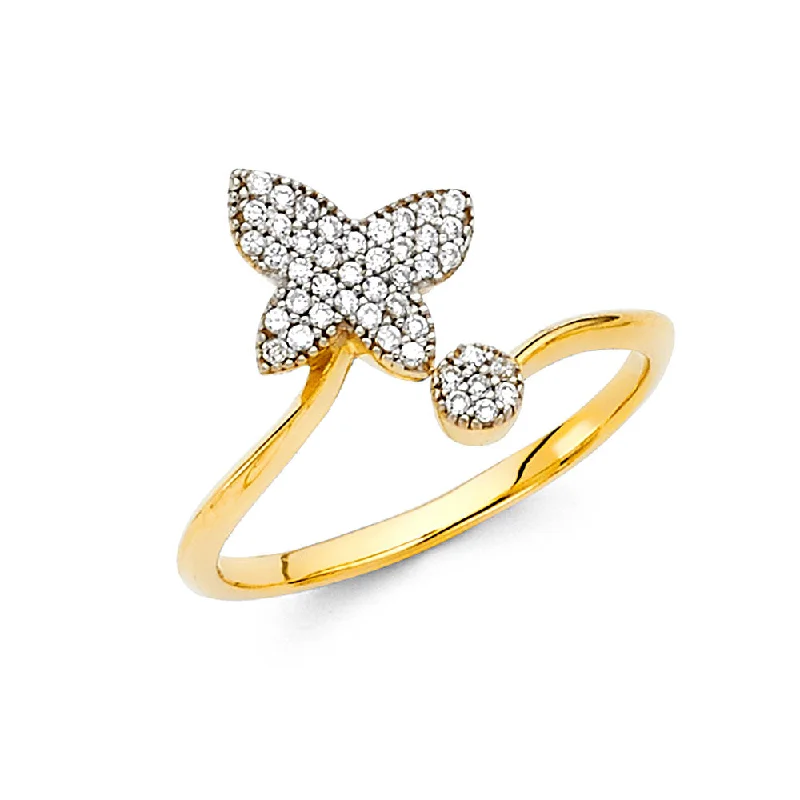 Women’s topaz rings-14K Solid Gold CZ Butterfly Fancy Ring